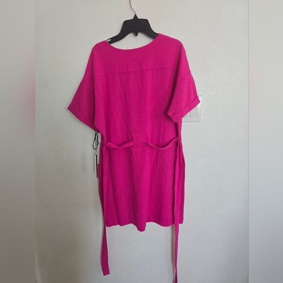 Felicity & Coco Hot Pink Shift Dress Tie Waist With Pockets Size Small - Picture 9 of 9
